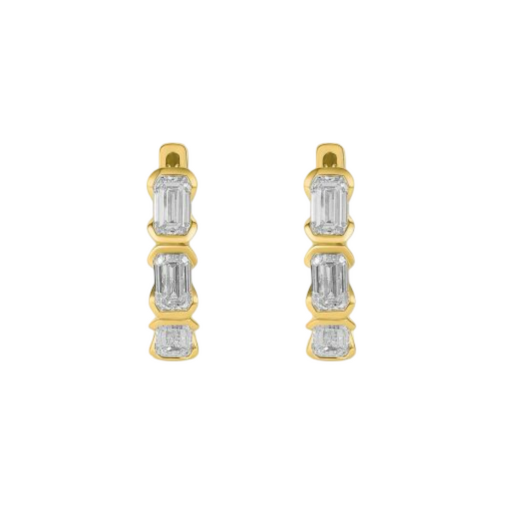 14K Yellow Gold Lab Grow Diamond Huggies Earrings