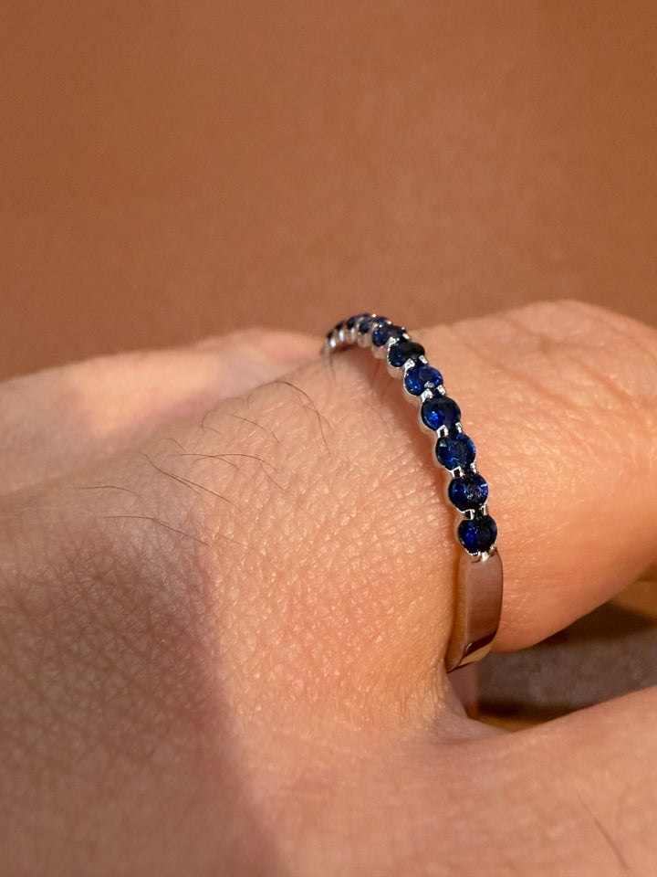 14K White Gold Sapphire Band Half eternity Ring
