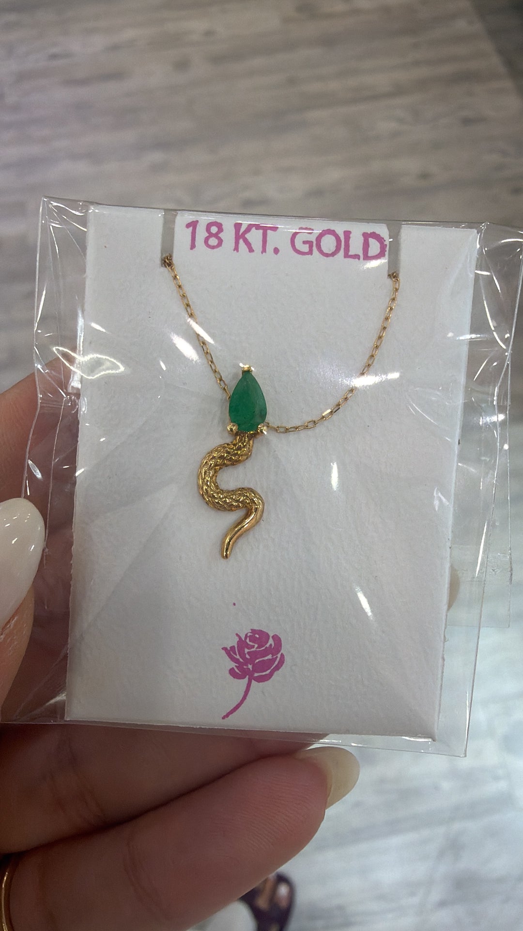 18k Yellow GoldEmerald Snake Necklace