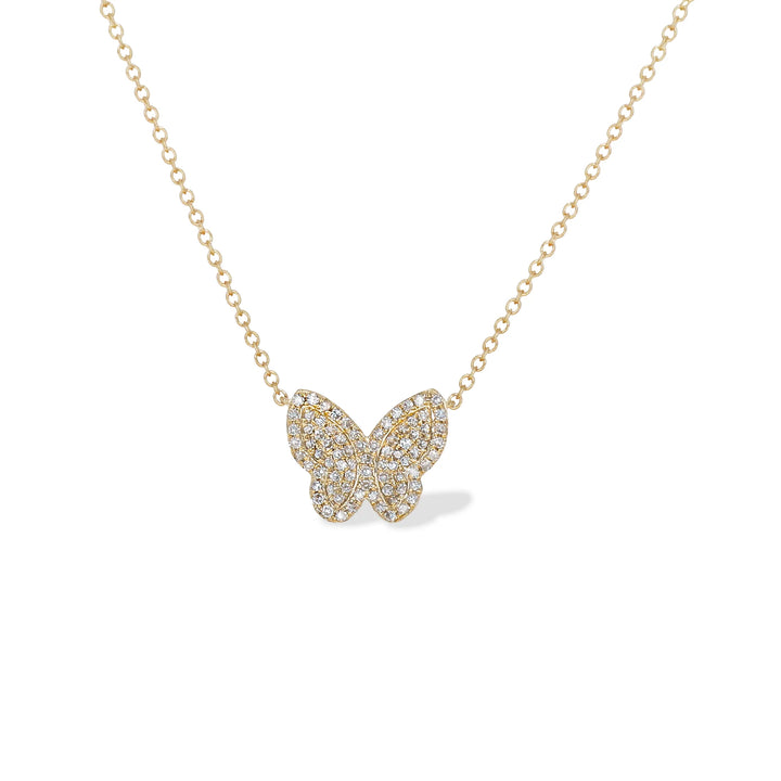 14K 0.25 CT Diamond Butterfly Necklace gold
