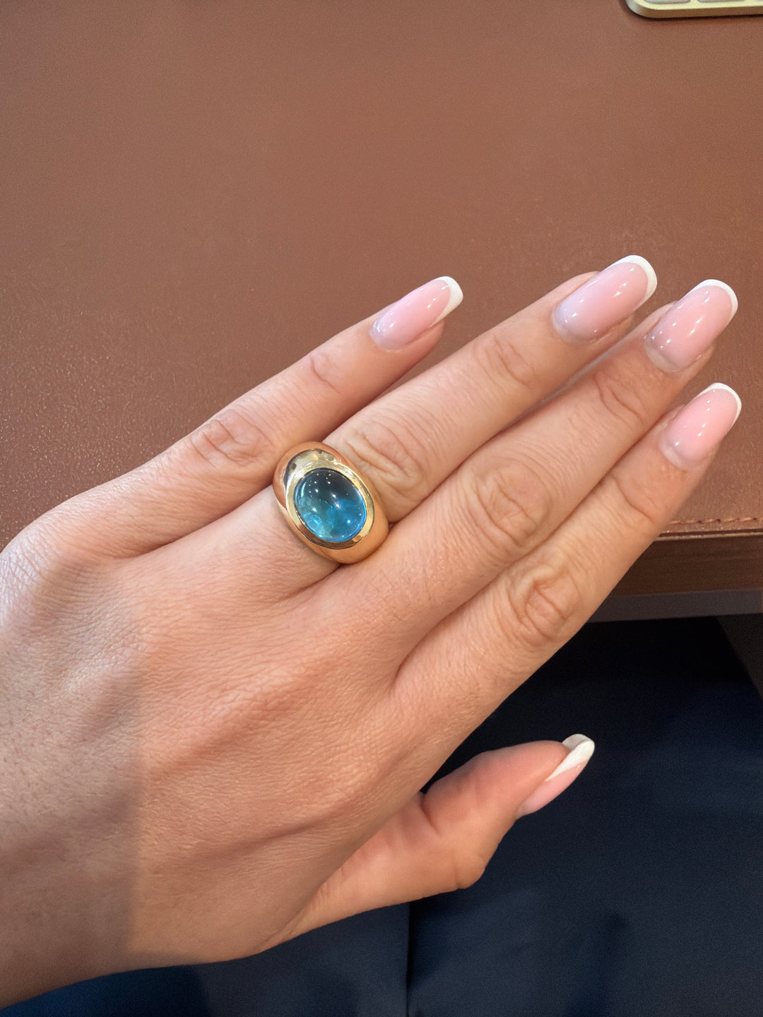 14K Yellow Gold Blue Topaz Ring