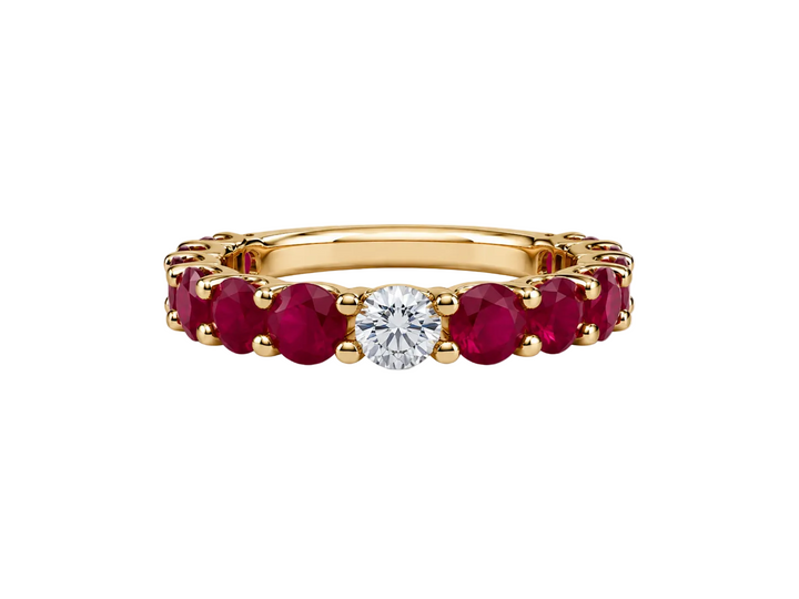14K Yellow Gold Ruby and Diamond Ring Band