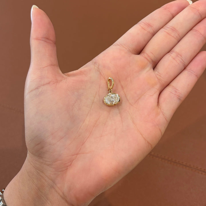14K Yellow Gold Oval Bezel Lab Grown Diamond 2.00ct Clip Pendant