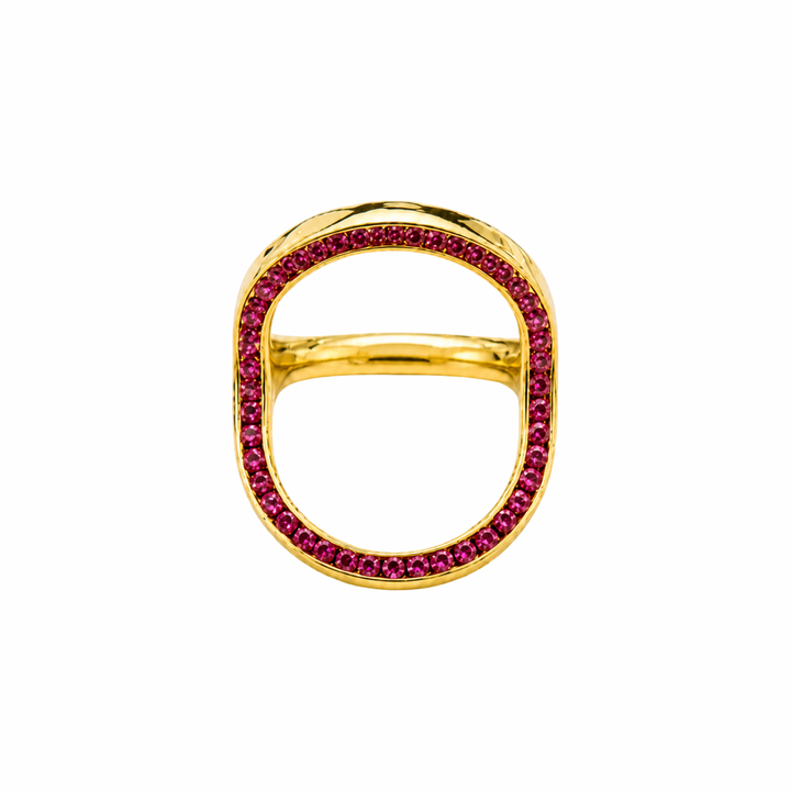 14K Yellow Gold Reversible Ring 3-1 Emerald- Diamond- Ruby