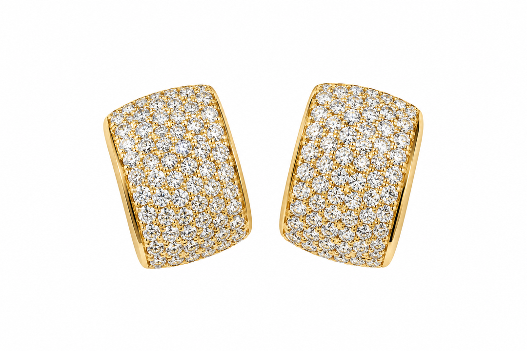14K Yellow Gold 0.73 ct Diamond Hoops Earrings