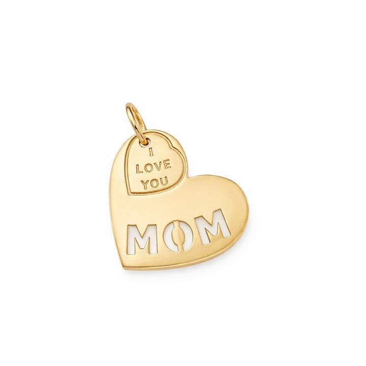 14K Yellow Gold Mom Heart Pendant