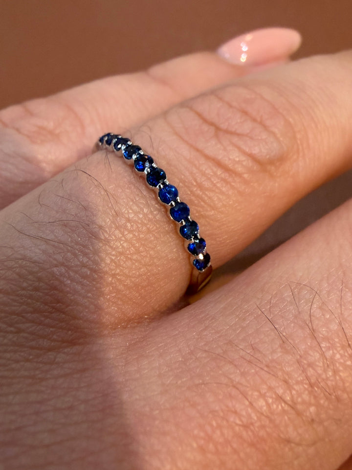 14K White Gold Sapphire Band Half eternity Ring