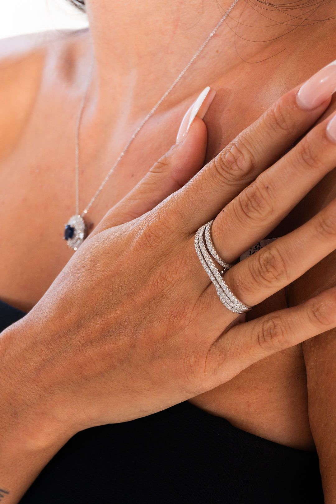 14K White Gold Diamond 1.50 ct Doble Ring