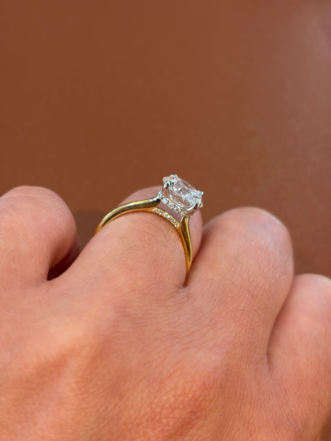 18K Yellow Gold Lab Diamond Round Cut Ring