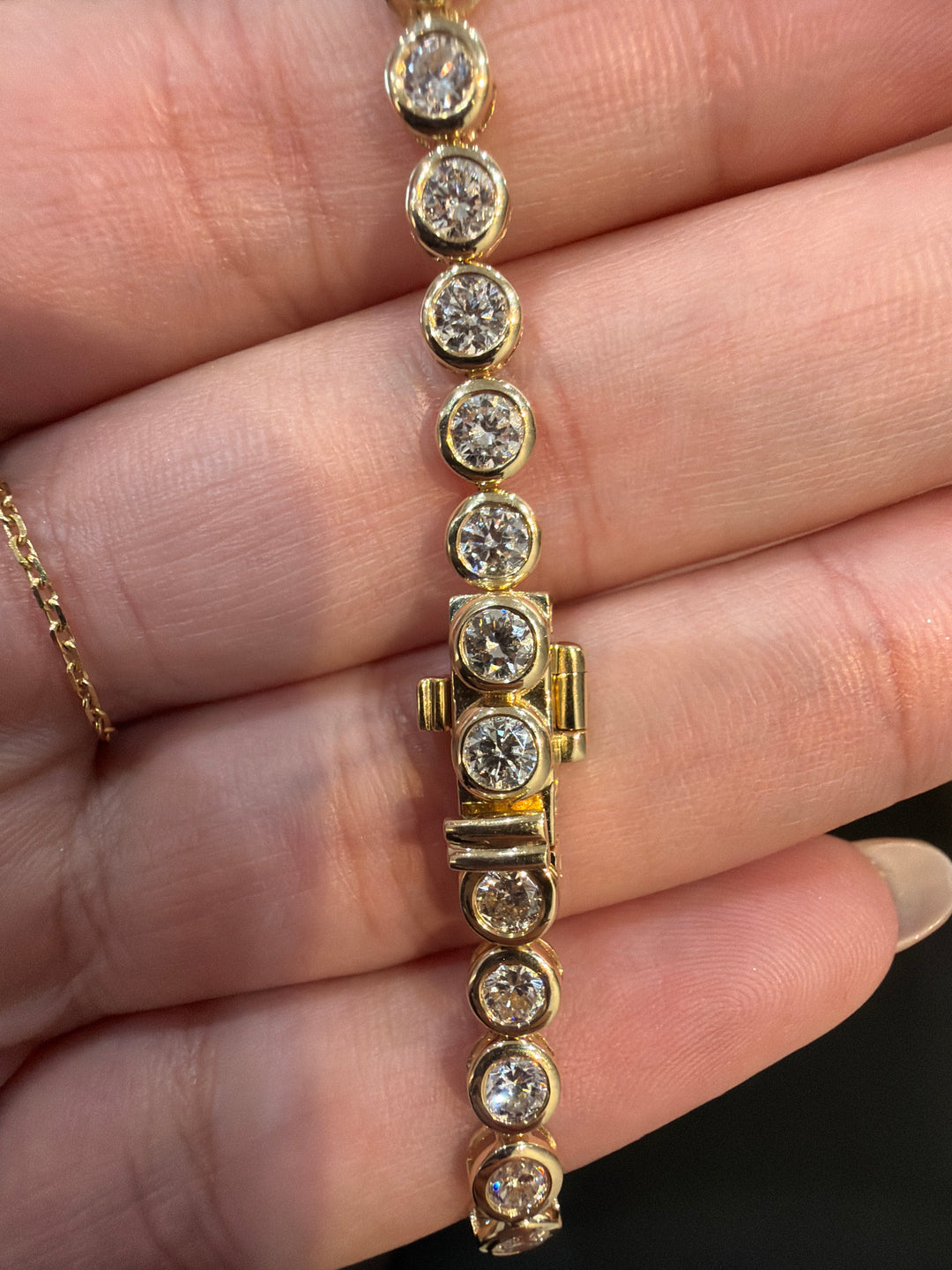 14K Yellow Gold Lab Diamond Round Bezel Tennis Bracelet