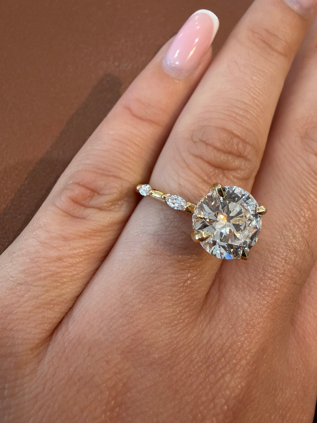 18K Yellow Gold Round Cut Lab Diamond Ring