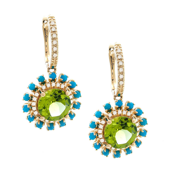 Peridot Turquise And Diamond Earring