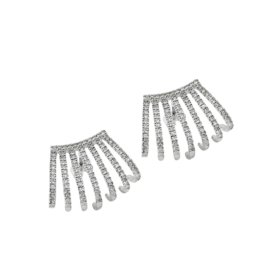 14K White Gold Diamond Earrings Pushbacks Ear Jackets