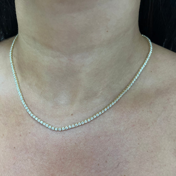 14K Yellow Gold Lab Grow Diamond 7.51ct Tennis Chain Necklace