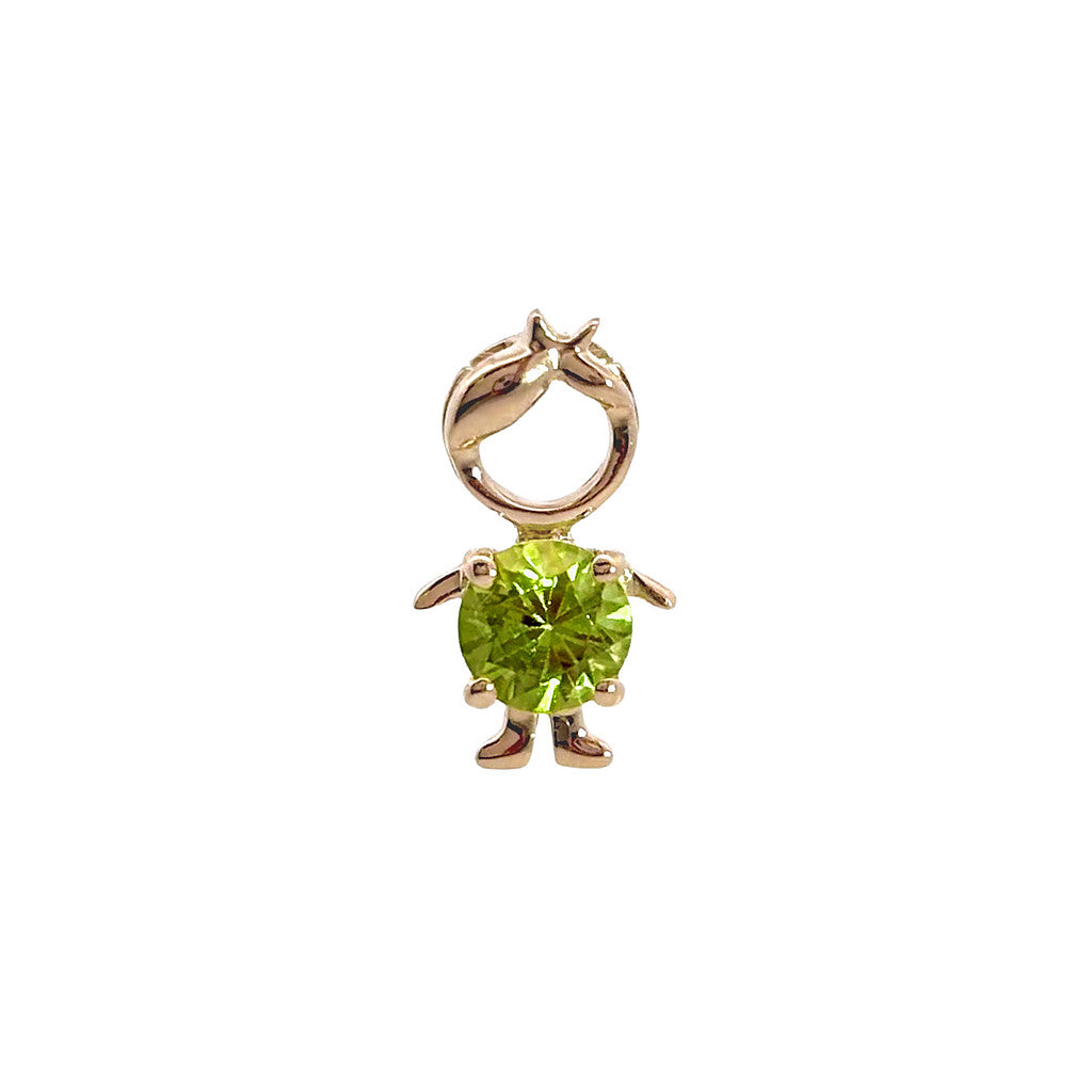 14K Yellow Gold Birthstone Round Prong Peridot Boy Pendant August