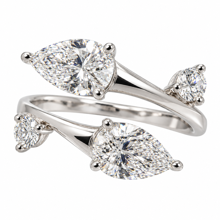 14K White Gold Lab Diamond Pear Cut Ring