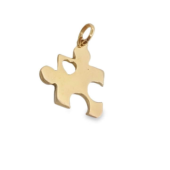 Heart Cutout Puzzle Piece Pendant in 14K Gold