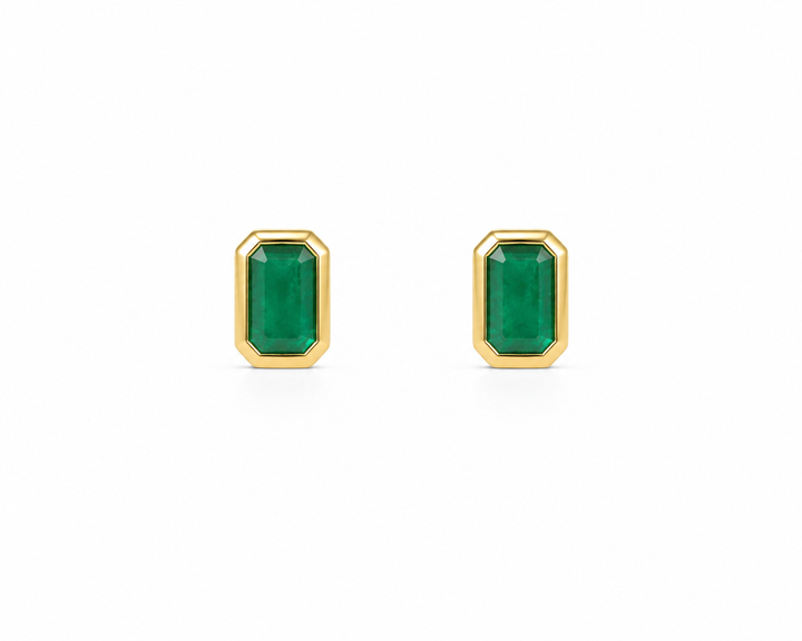 14K Yellow Gold and Emeralds Earrings Pushbacks