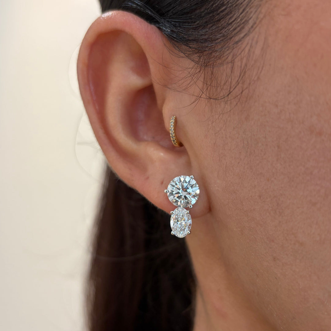14K White Gold Lab Diamond Oval Cut Ear Jacket