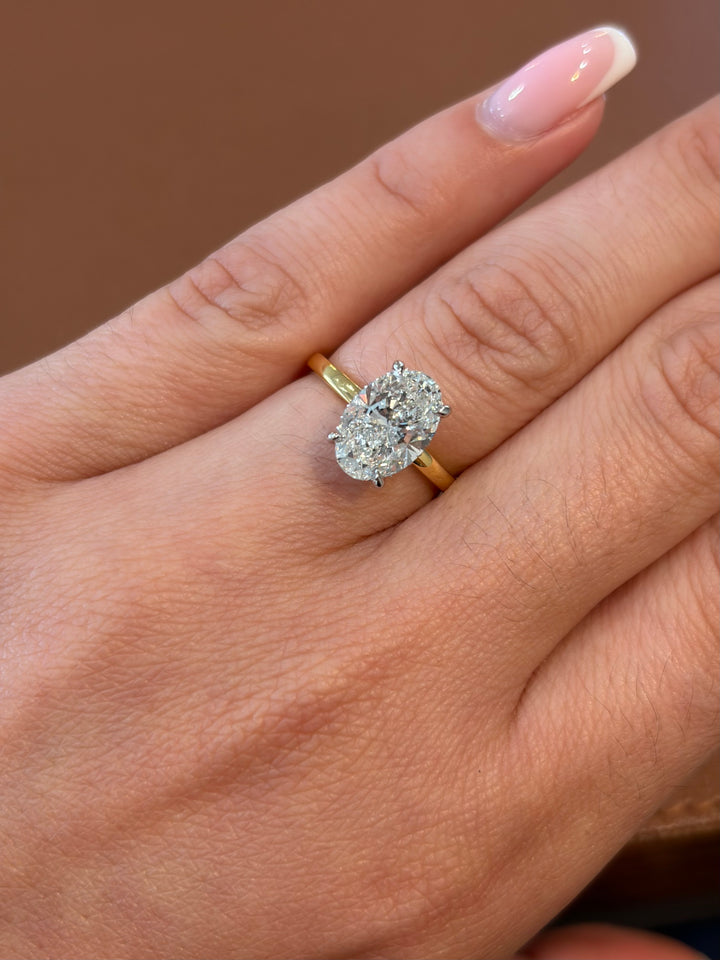 14K Yellow Gold Lab Diamond Oval Cut Ring