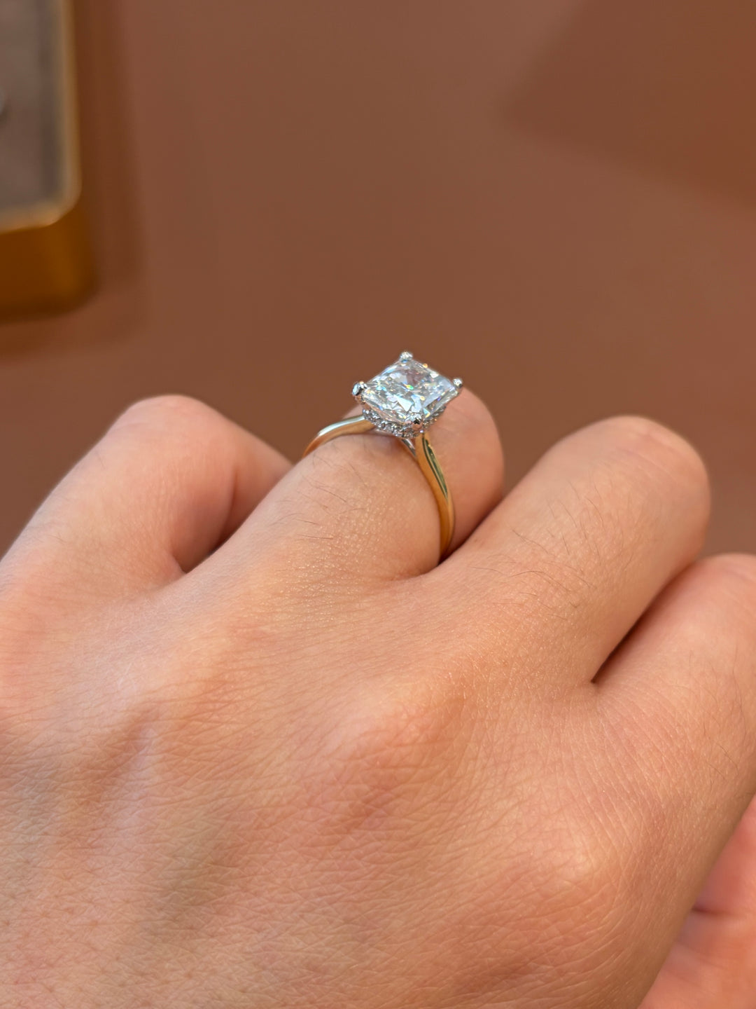 18K Yellow Gold Radiant Cut Lab Diamond Ring