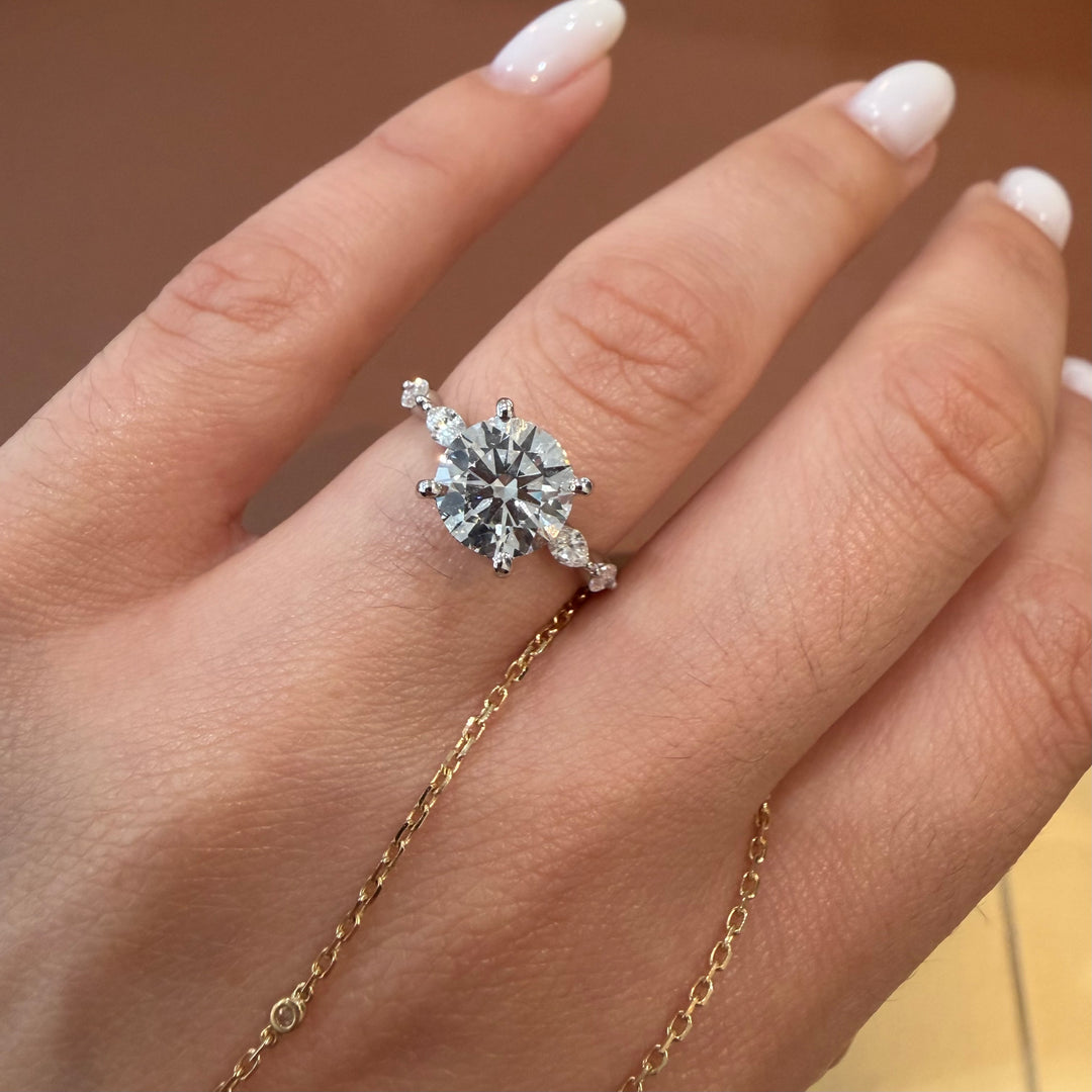 18K White Gold Lab Diamond Round Cut 2.39ct Ring