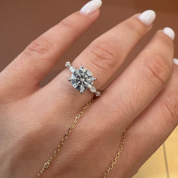 18K White Gold Lab Diamond Round Cut 2.39ct Ring