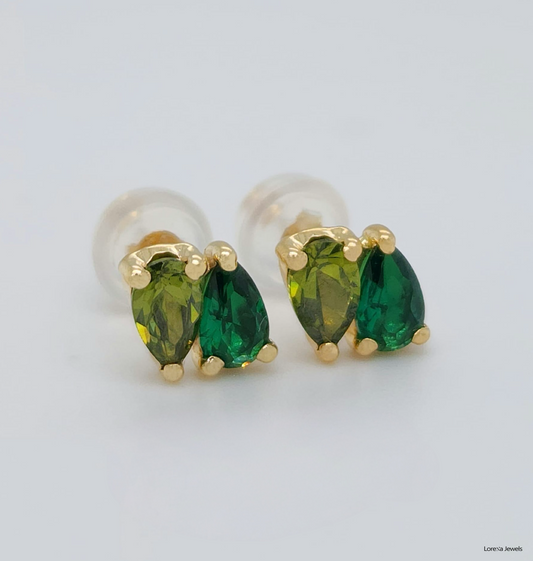 18K Green Doble Pear Earrings
