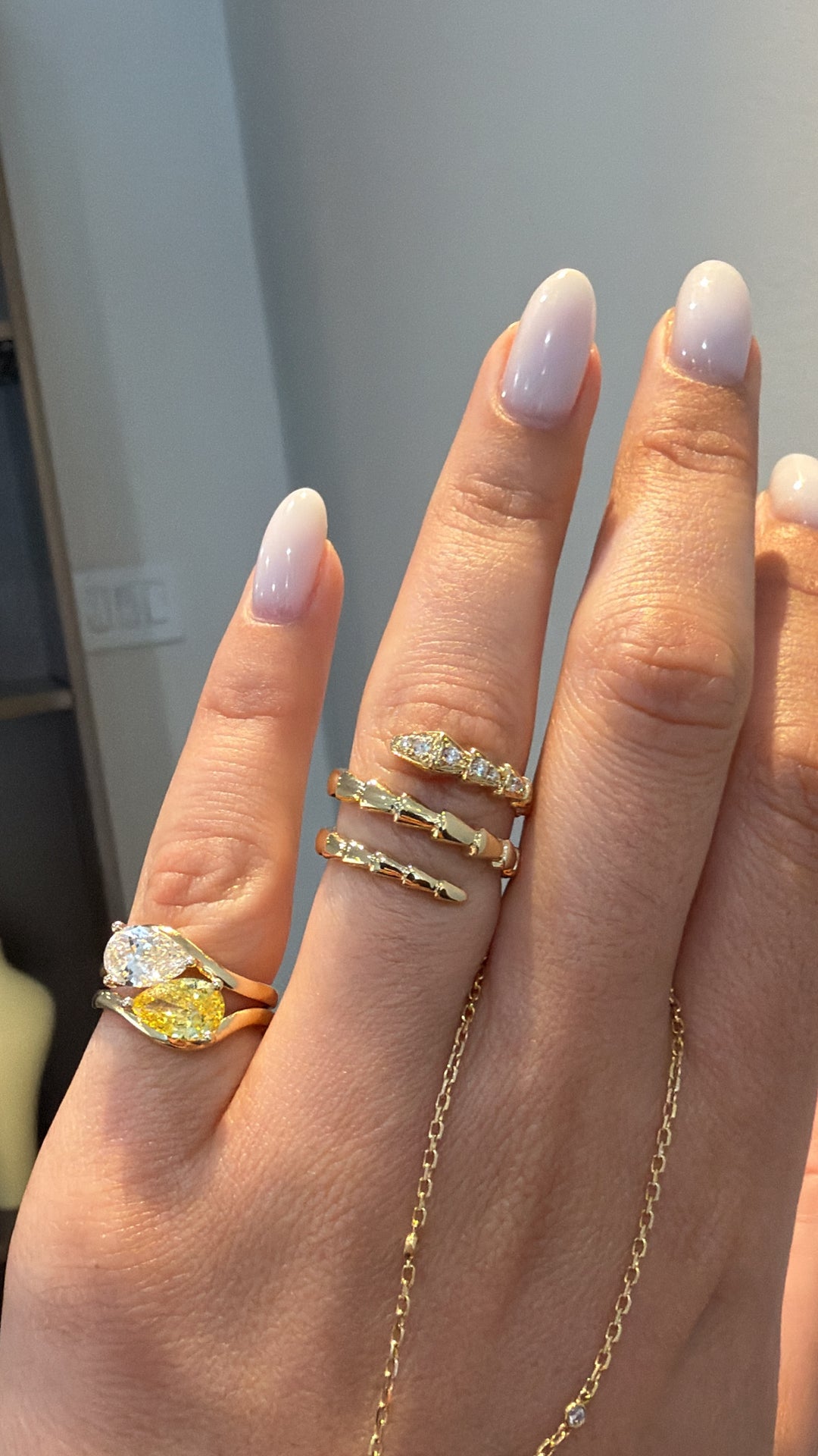 14K Yellow Gold And Diamonds Snake Ring