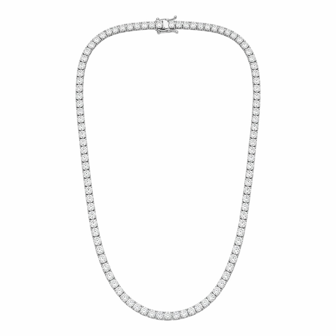 14K White Gold 25.21 cts Lab Diamond Tennis Chain