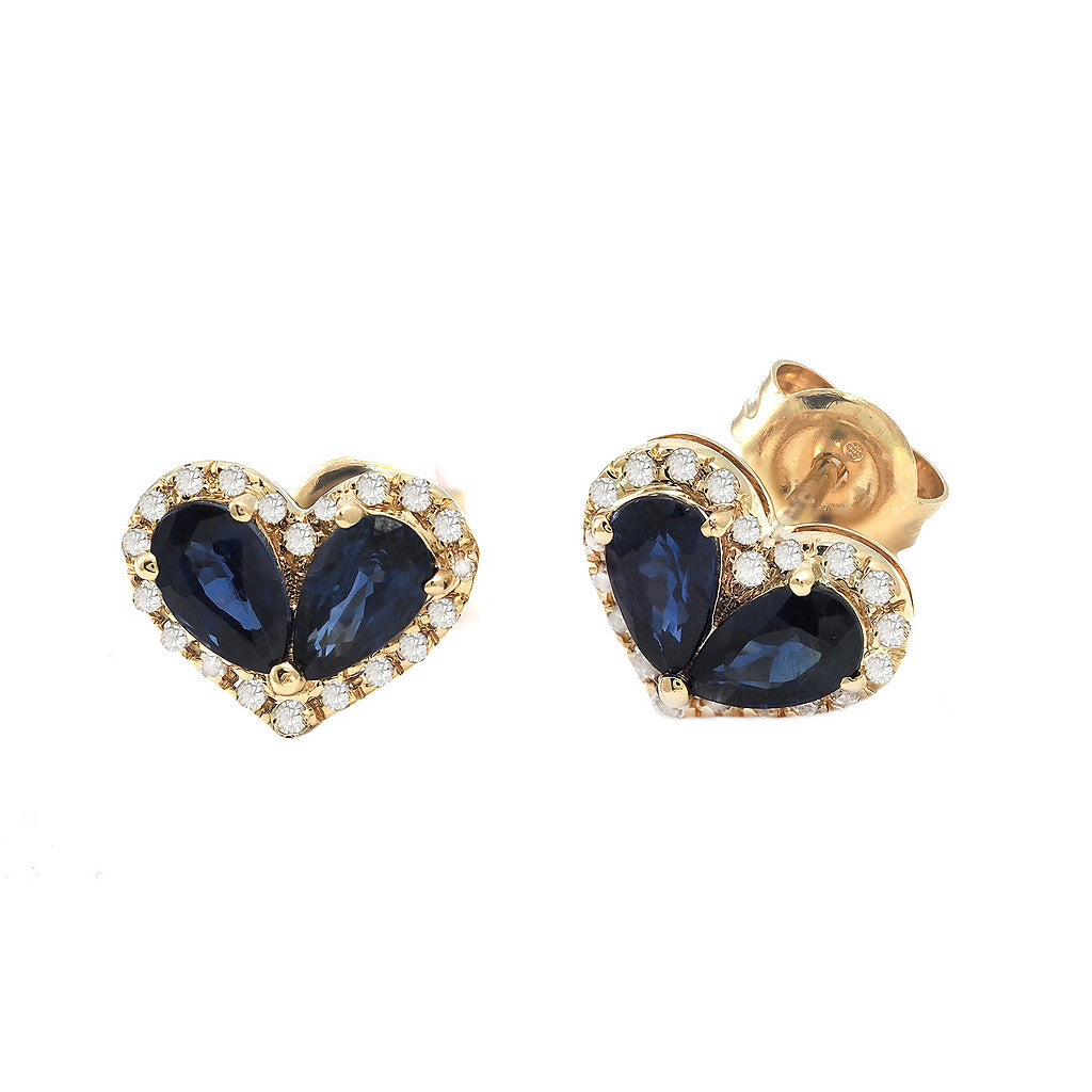 Diamond + Sapphire Heart Shape Earrings