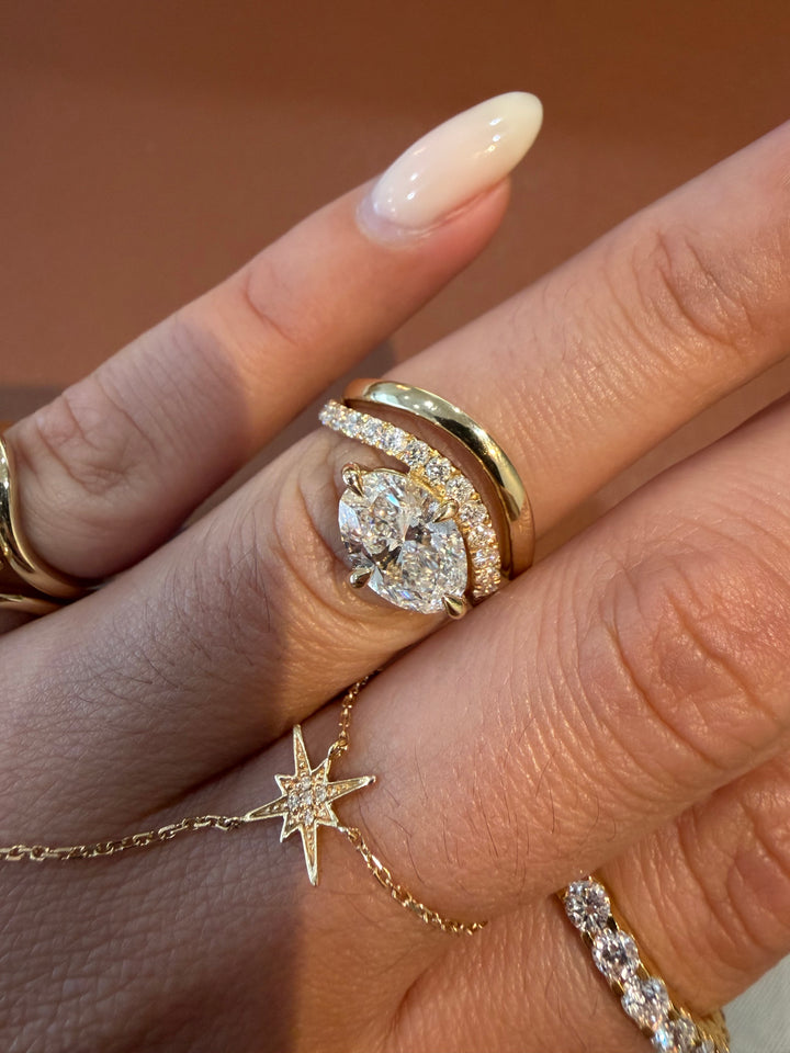 14K Yellow Gold Lab Diamond Rings Set Oval Cut