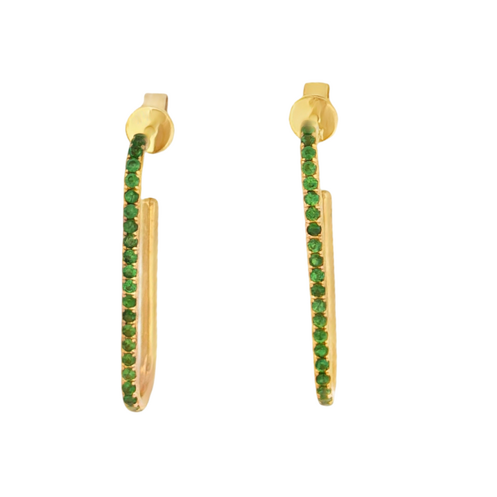 14K Yellow Gold Emerald Earrings Pushbacks