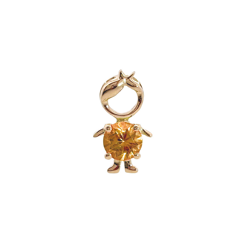 14K Yellow Gold Birthstone Round Prong Citrine Boy Pendant November