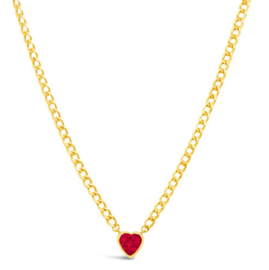 Corazon Cz Fancy Red Cz Heart + Cuban link necklace