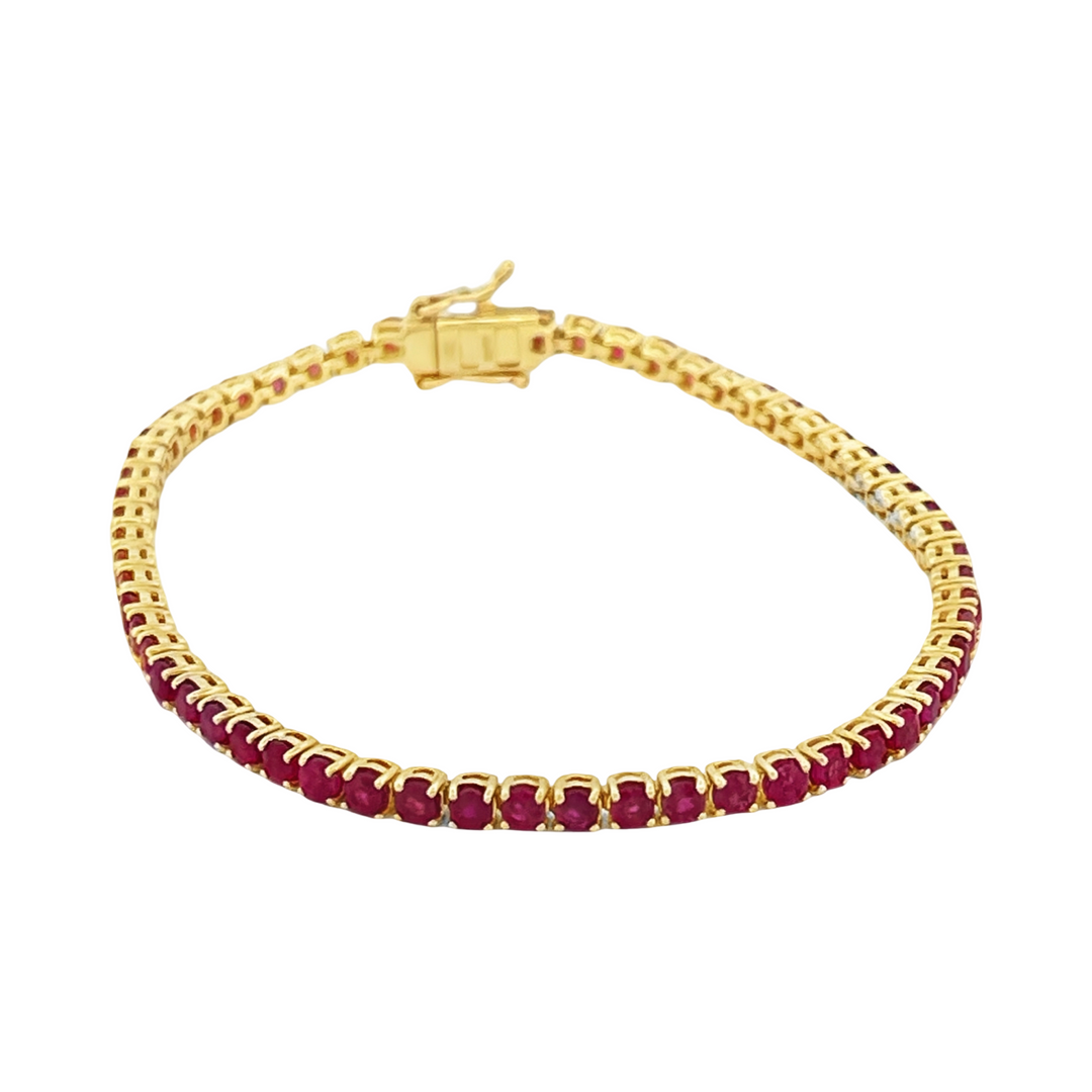 14K Yellow Gold Ruby 5.20ct Tennis Bracelet