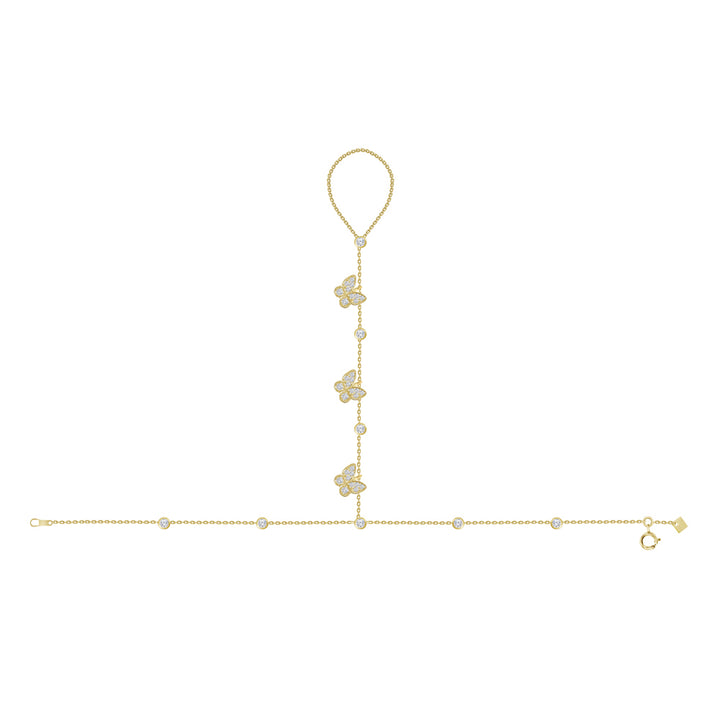 18K yellow gold diamond Butterfly Hand chain