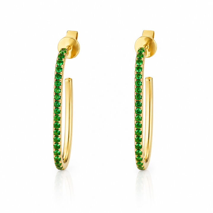 14K Yellow Gold Emerald Earrings Pushbacks
