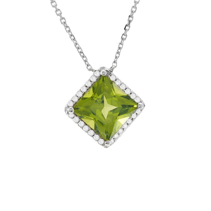 14K Classic Square Prong Peridot Necklace