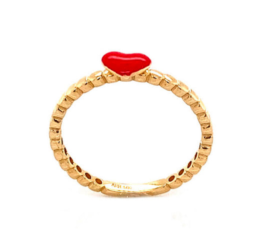 Red Enamel Heart Ring