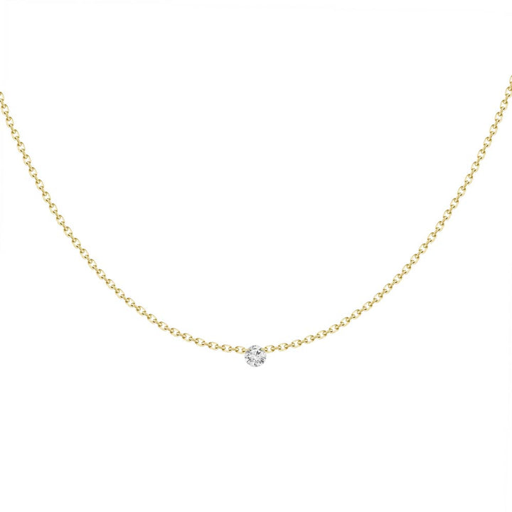 18K Yellow Gold Solitaire Diamond Necklace (Punto de Luz)