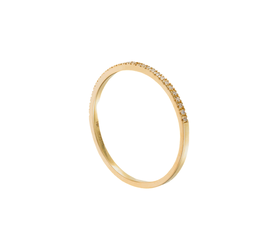14KT YELLOW GOLD DIAMOND THIN RING PINKY BAND