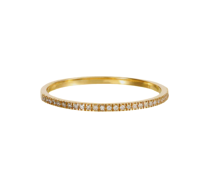 14KT YELLOW GOLD DIAMOND THIN RING PINKY BAND