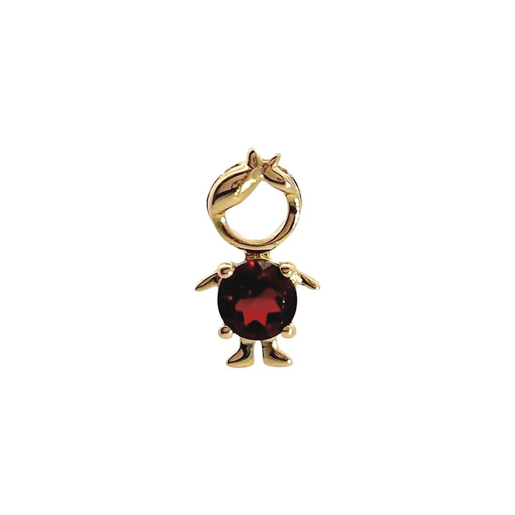 14K Yellow Gold Birthstone Round Prong Garnet Boy Pendant January