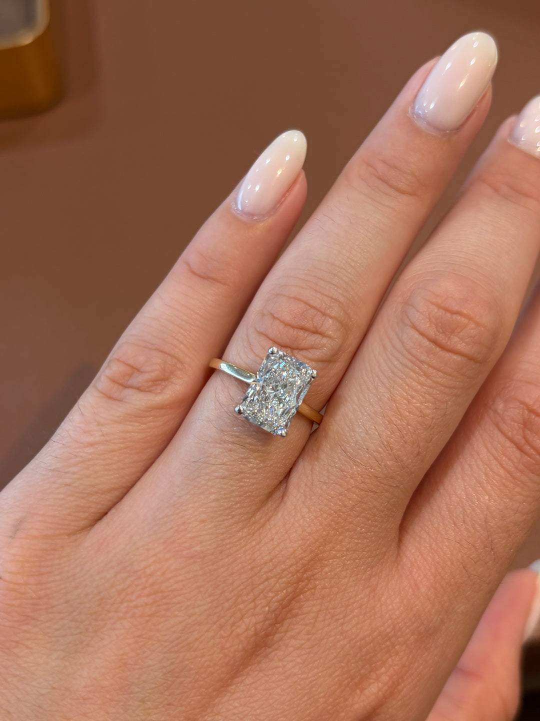 18K Yellow Gold Radiant Cut Lab Diamond Ring