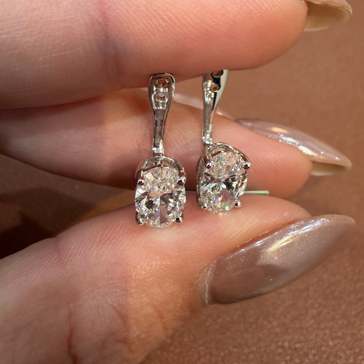 14K White Gold Lab Diamond Oval Cut Ear Jacket