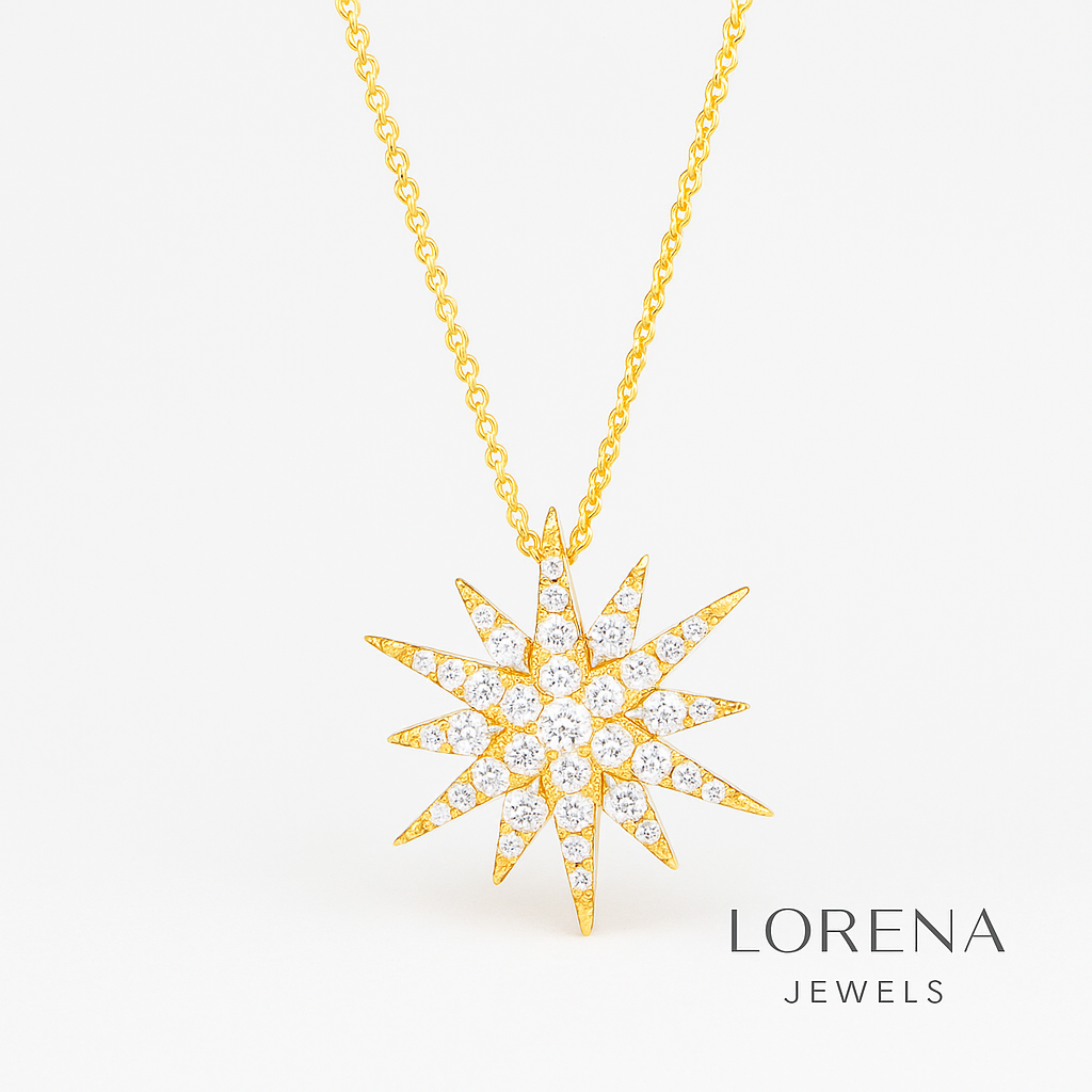 14K Starburst Diamond 0.55 ct Necklace