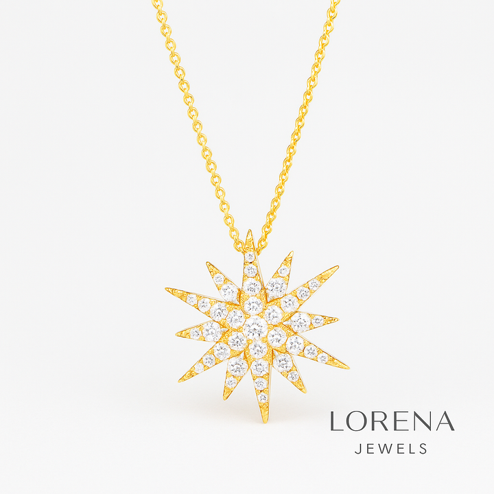 14K Starburst Diamond 0.55 ct Necklace
