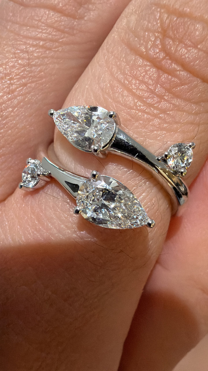 14K White Gold Lab Diamond Pear Cut Ring