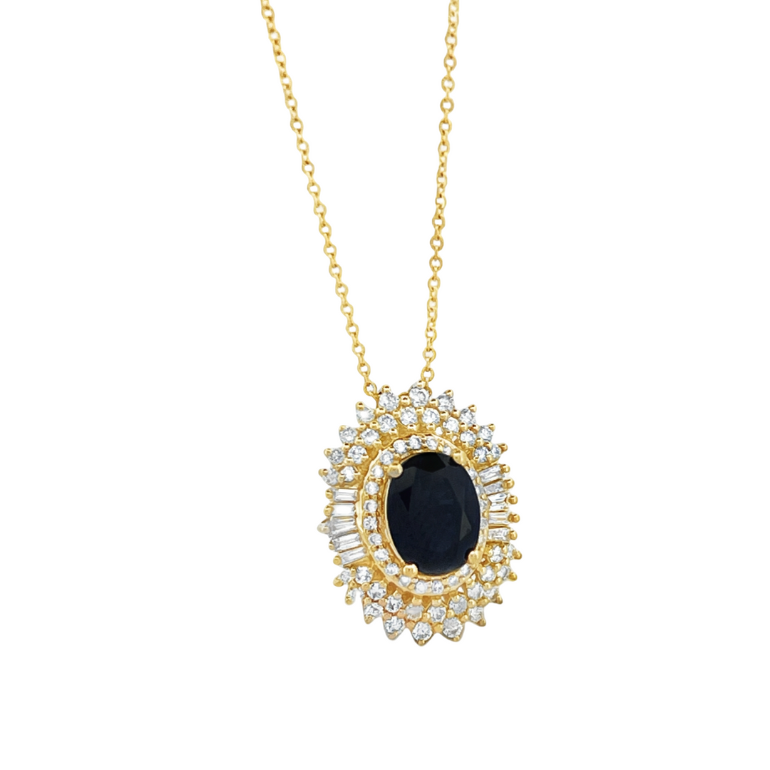 14K Yellow Gold 0.53 ct Sapphire 1.30 ct Diana Necklace